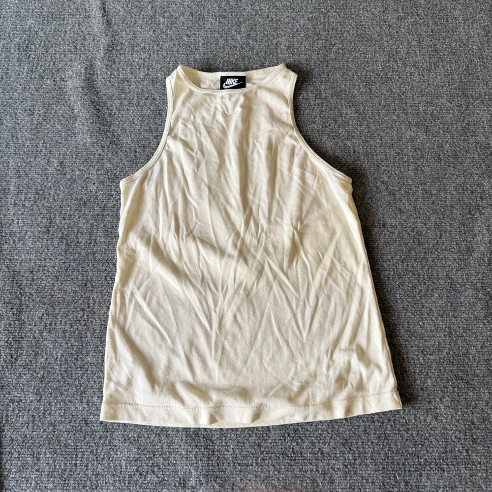 Nike Sportswear Essential Tank Top Cream Sail Embroidered Swoosh Womens Medium